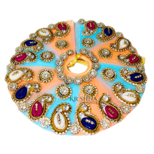 Alternative view of Laddu Gopal Dress | Peach & Blue Stone Studded Vastra