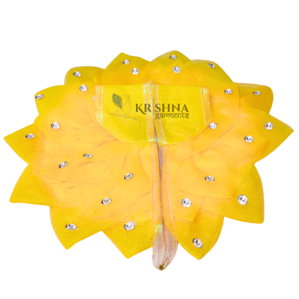 Simple Yellow Krishna Dress with Stone Work - Image 3
