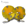 Yellow Laddu Gopal Mukut with Stones | Krishna Garments