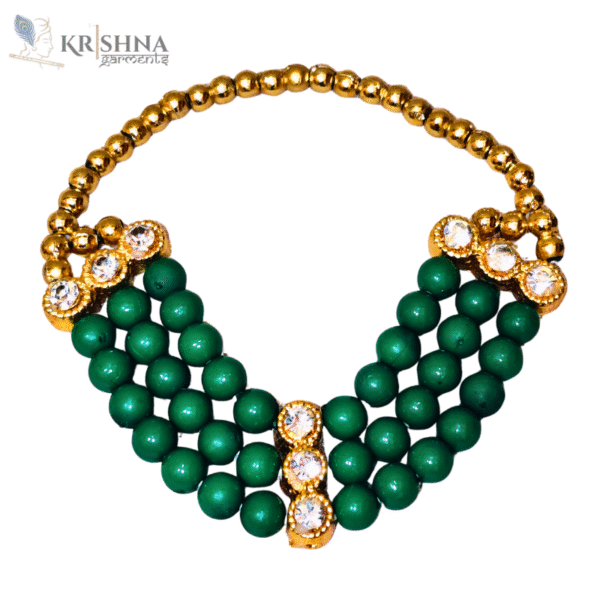 Laddu Gopal Mala & Kangan Set | Green Beads with Golden Chain - Image 2