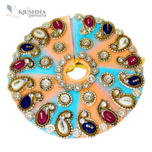 Laddu Gopal Dress Peach & Blue with Stones | Krishna Garments