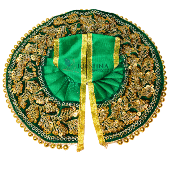 Green Golden Laddu Gopal Dress | Designer Krishna Ji Vastra