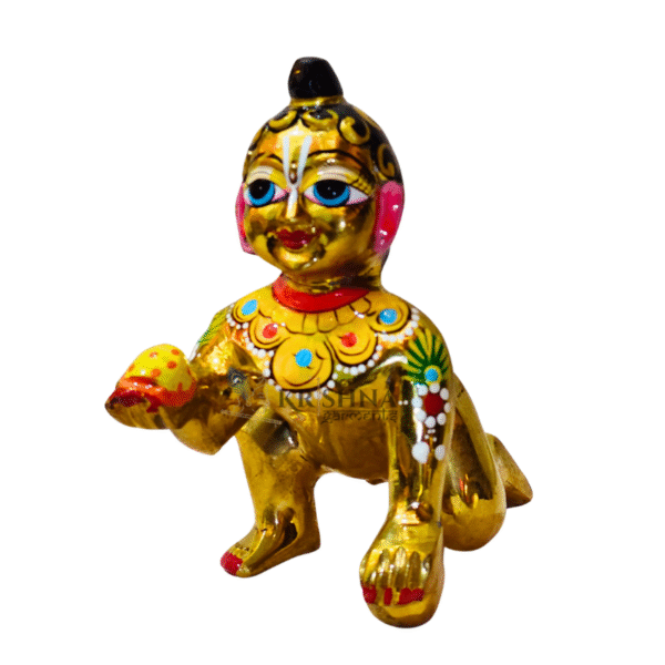 Handcrafted Bal Krishna Idol | 100% Pure Brass Laddu Gopal Murti for Pooja